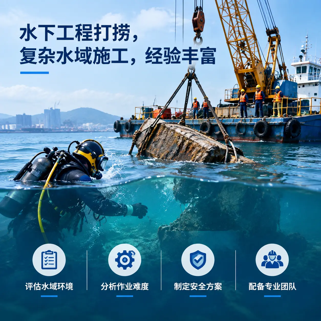 水下工程打捞,复杂水域施工,经验丰富阜平
